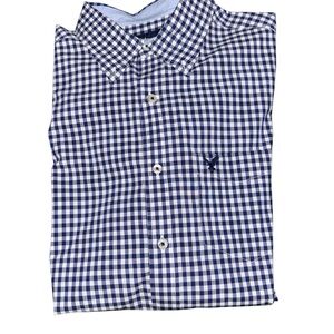 American Eagle Outfitters Navy and White Checkered Button Down Shirt Size Medium